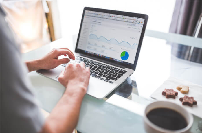 Woman working on market research